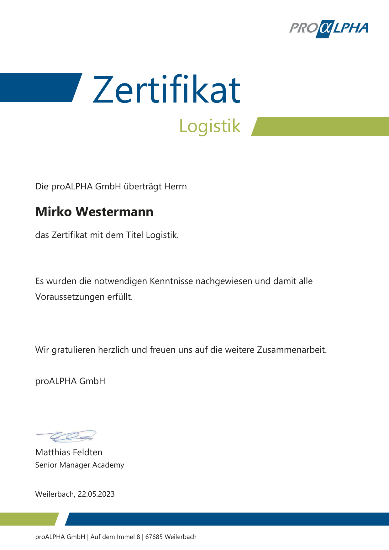 Zertifikat Logistik Consultant